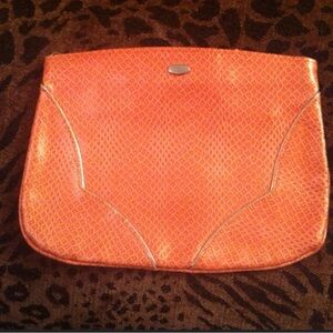 Orange Snakeskin Clutch